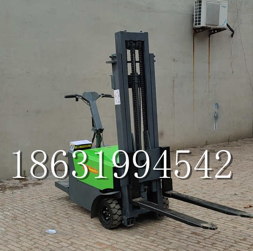 长治市优程全电动叉车插腿式堆高车液压装卸车1.5吨升高小型站驾式铲车